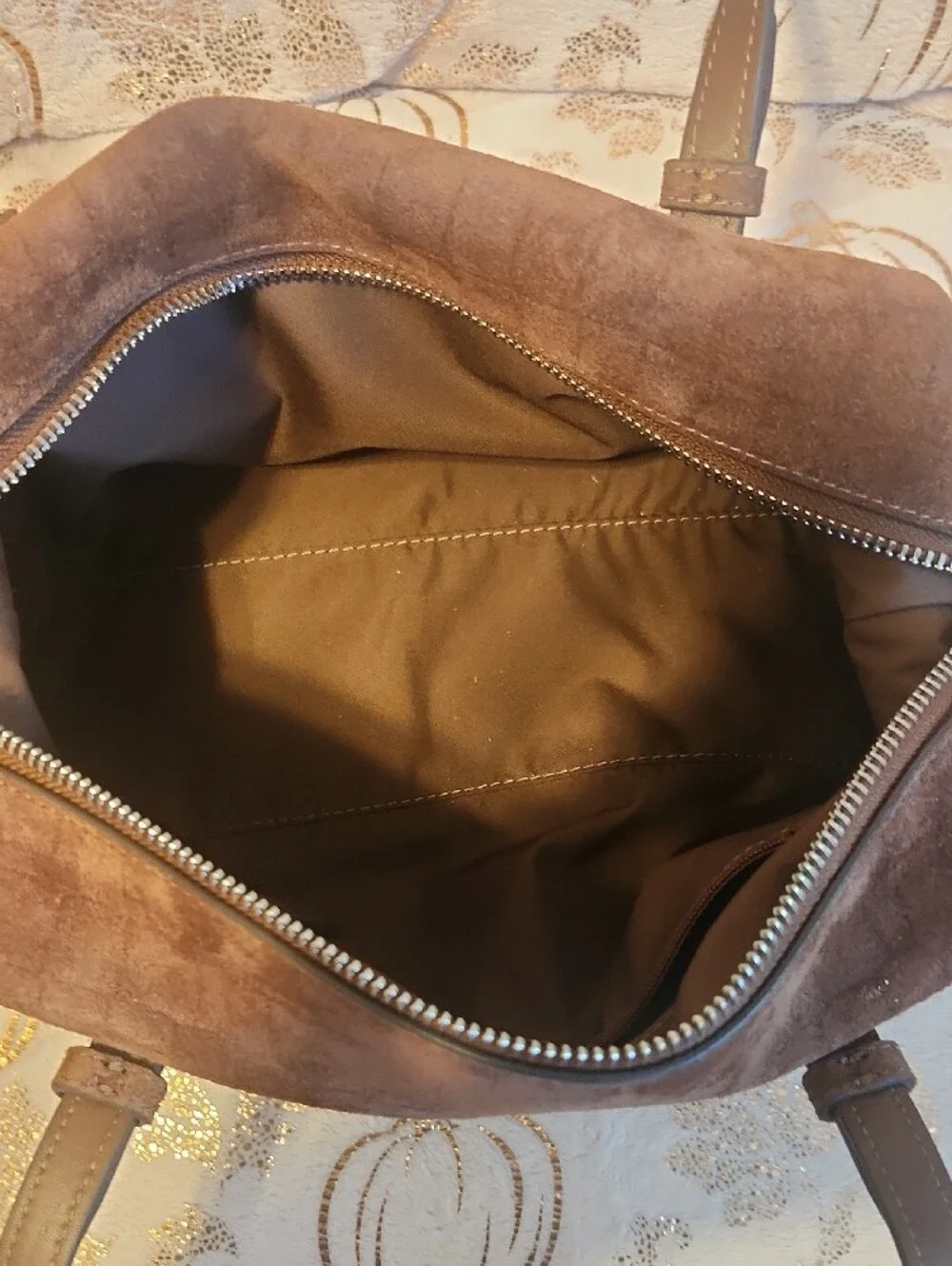 kate spade Brown Suede Double-Handle Shoulder Bag